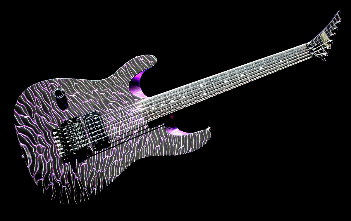 Purple Guitar face made of Chatoyant Carbon Fiber
