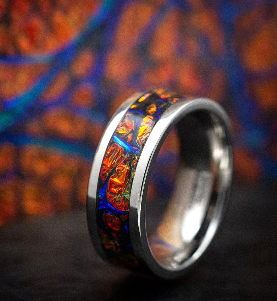 Dichrolam Red Burl Ring Inlay