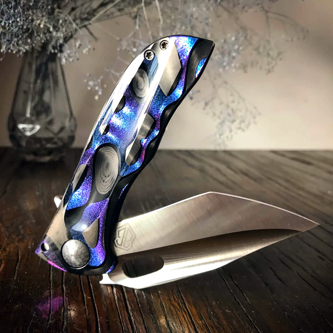 Purple Chatoyant Carbon Fiber Knife